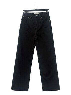 Madewell High Rise Slim Wide Leg Crop Jeans Black Size 24